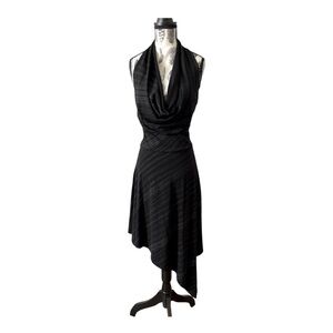 V.O.V.O Black Pinstripe sparkle asymmetrical dress